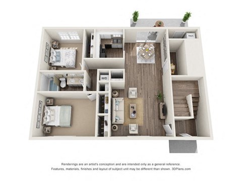 Floor plan for 2 beds, 1 bath, 1147 sqft